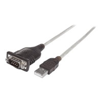 Produktbild för Manhattan USB-A to Serial Converter cable, 45cm, Male to Male, Serial/RS232/COM/DB9, Prolific PL-2303RA Chip, Black/Silver cable, Three Year Warranty, Polybag - seriell adapter - USB - RS-232 x 1