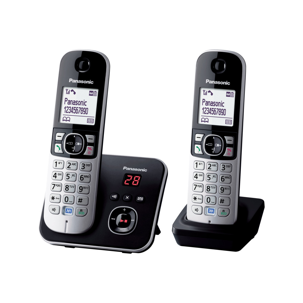 Produktbild för Panasonic KX-TG6822 - trådlös telefon - svarssysten med nummerpresentation + 1 extra handuppsättning