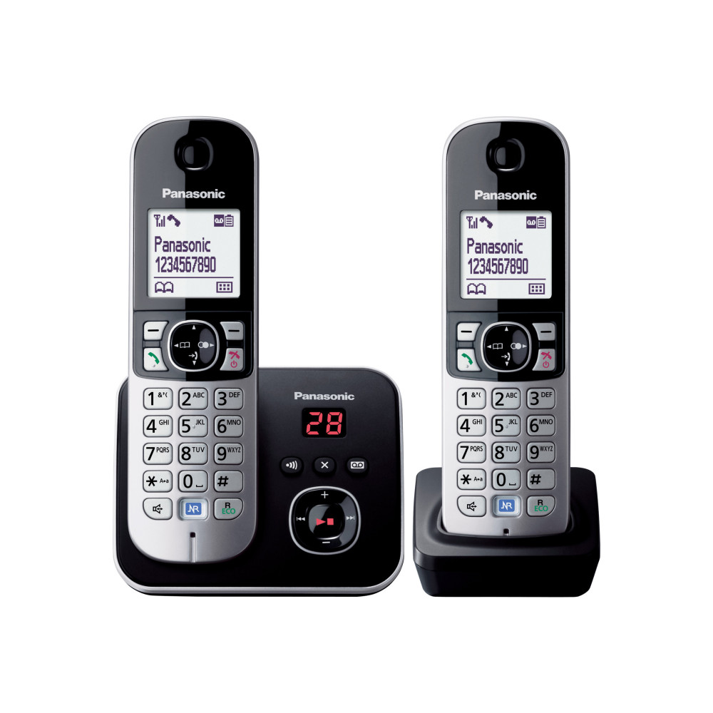 Produktbild för Panasonic KX-TG6822 - trådlös telefon - svarssysten med nummerpresentation + 1 extra handuppsättning