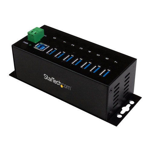 StarTech.com StarTech.com USB 3.0-hubb med 7 portar - Industriell USB-A-hubb i metall med ESD-skydd och 350 W överspänningsskydd - Monterbar på DIN-skena, vägg eller skrivbord - TAA-kompatibel USB-expansionshubb - hubb - 7 portar