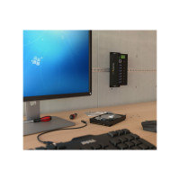 Produktbild för StarTech.com USB 3.0-hubb med 7 portar - Industriell USB-A-hubb i metall med ESD-skydd och 350 W överspänningsskydd - Monterbar på DIN-skena, vägg eller skrivbord - TAA-kompatibel USB-expansionshubb - hubb - 7 portar