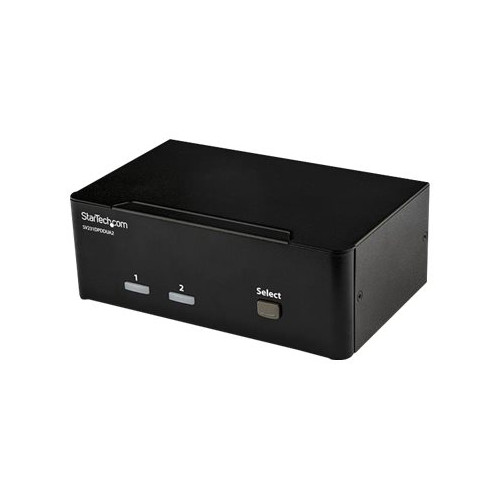 StarTech.com Startech DisplayPort KVM-switch med 2 portar för dubbla skärmar - 4K 60 Hz - omkopplare för tangentbord/video/mus/ljud/USB - 2 portar