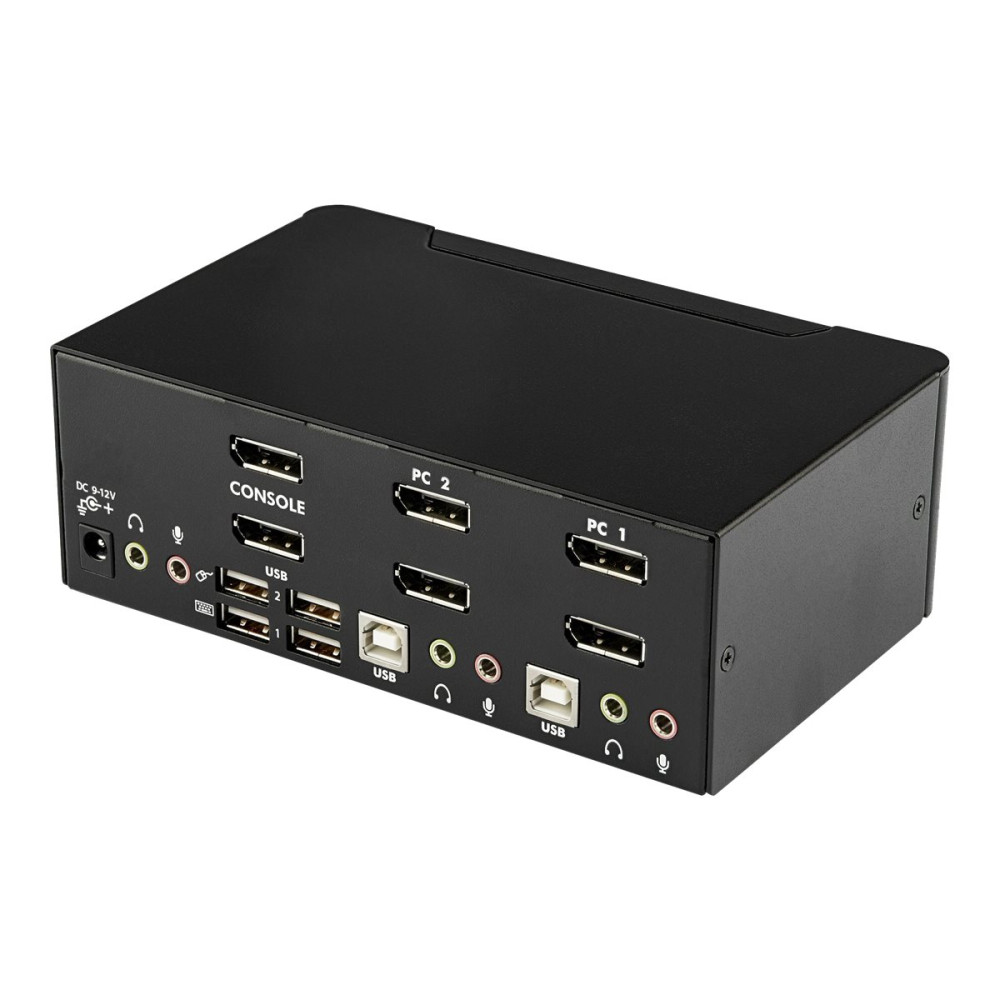 Produktbild för Startech DisplayPort KVM-switch med 2 portar för dubbla skärmar - 4K 60 Hz - omkopplare för tangentbord/video/mus/ljud/USB - 2 portar