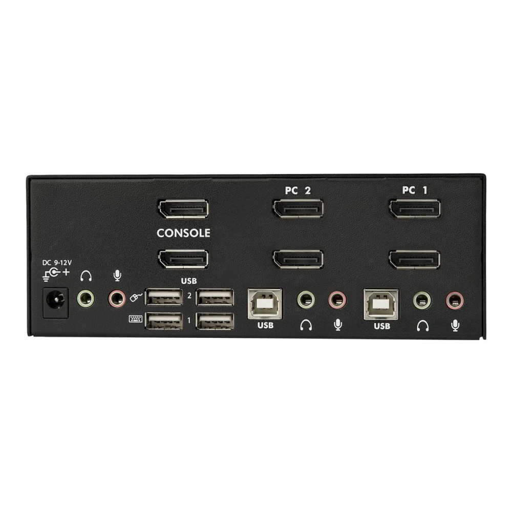 Produktbild för Startech DisplayPort KVM-switch med 2 portar för dubbla skärmar - 4K 60 Hz - omkopplare för tangentbord/video/mus/ljud/USB - 2 portar