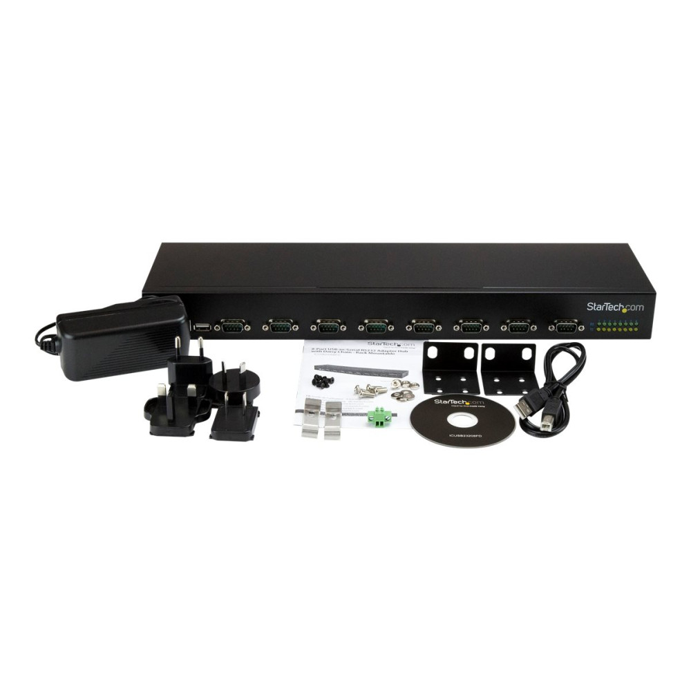 Produktbild för Startech USB to Serial Hub - 8 Port - COM Port Retention - Rack Mount and Daisy Chainable - FTDI USB to RS232 Hub (ICUSB23208FD) - seriell adapter - USB 2.0 - RS-232 x 8