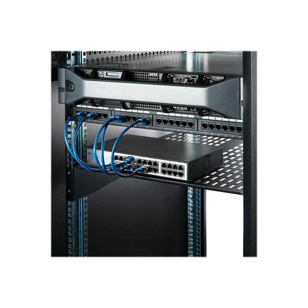 Produktbild för StarTech.com 1U Server Rack Shelf, 2U 22in Universal Fixed Vented Network Rack Shelf/Cantilever Tray for 19" AV/Data/Network Equipment Enclosure w/Cage Nuts & Screws, 50lbs Weight Cap. - 2U Network Rack Shelf (CABSHELF22V) - hylla för rack - 2U