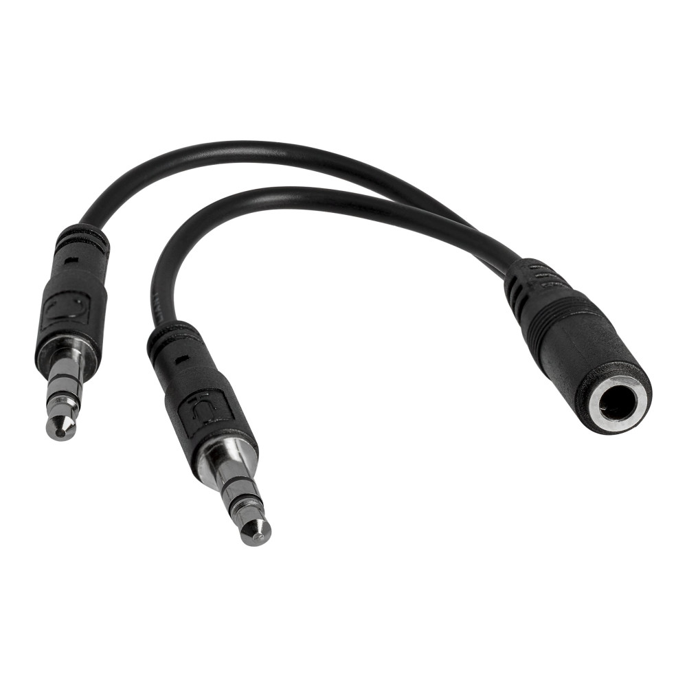 Produktbild för StarTech.com 3,5 mm 4-polig till 2x 3-polig 3,5 mm headsetsplitteradapter – F/M - headset-delare