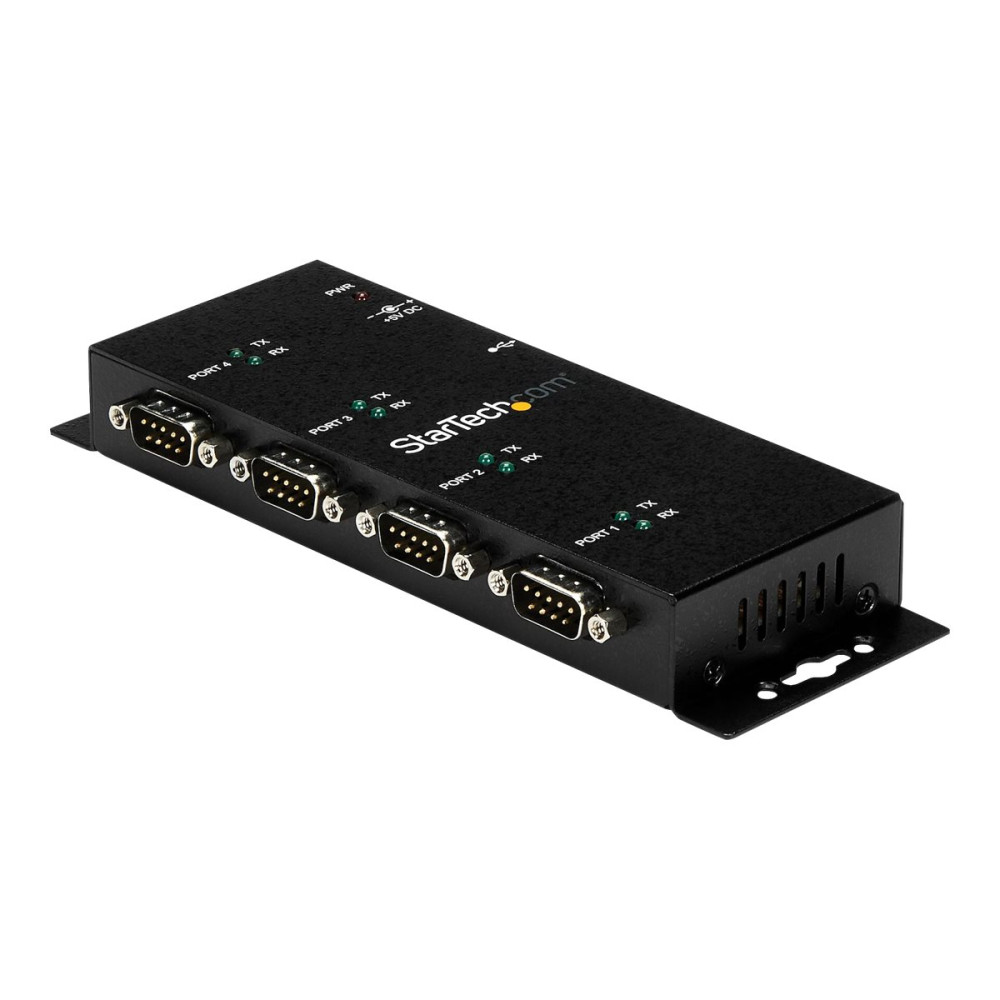 Produktbild för StarTech.com USB till DB9 RS232 seriell adapterhubb med 4 portar - Industriell DIN Rail och väggmonterbar - seriell adapter - USB 2.0 - RS-232 x 4