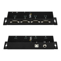 Produktbild för StarTech.com USB till DB9 RS232 seriell adapterhubb med 4 portar - Industriell DIN Rail och väggmonterbar - seriell adapter - USB 2.0 - RS-232 x 4