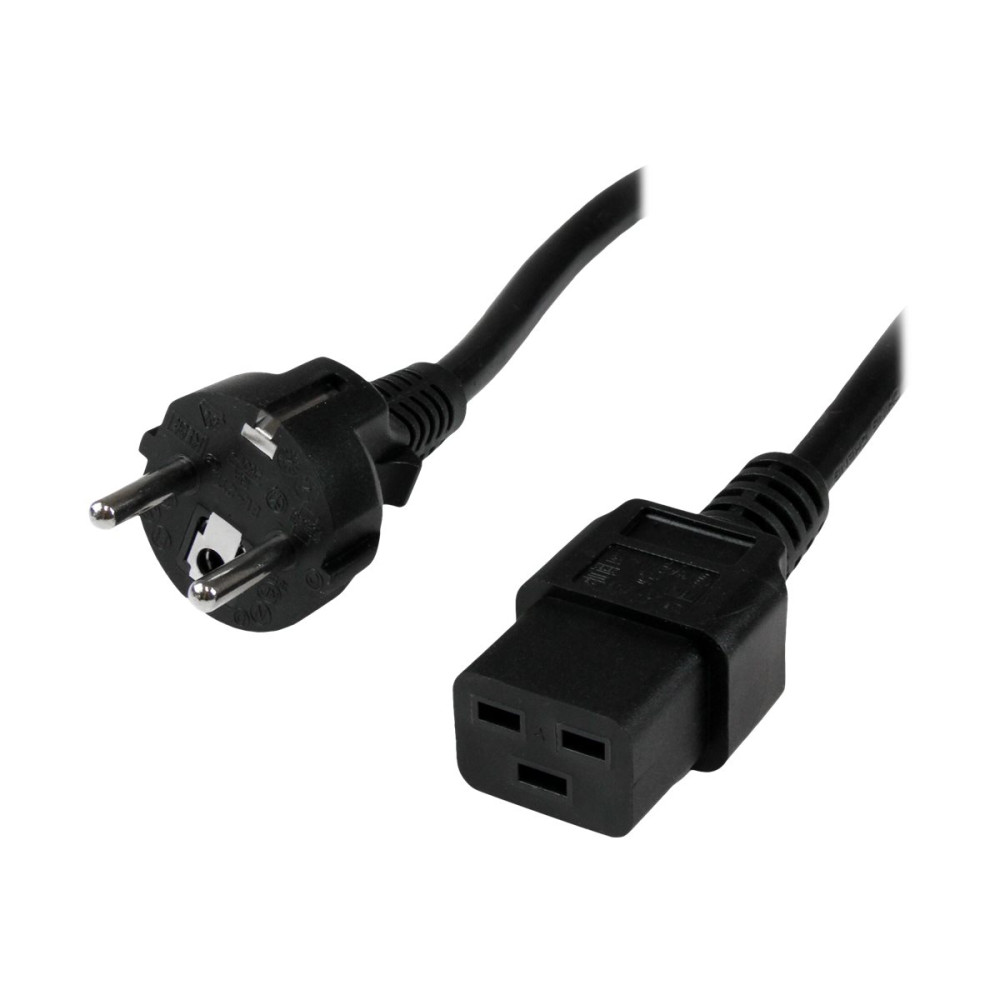 Produktbild för StarTech.com 2 m nätsladd för dator, 16AWG, EU Schuko till C19, 16 A 250 V, svart ersättningsnätsladd, nätsladd för skrivare, strömförsörjningskabel för dator, nätsladd för bildskärm - UL-listad - strömkabel - IEC 60320 C19 till power CEE 7/7 - 2 m