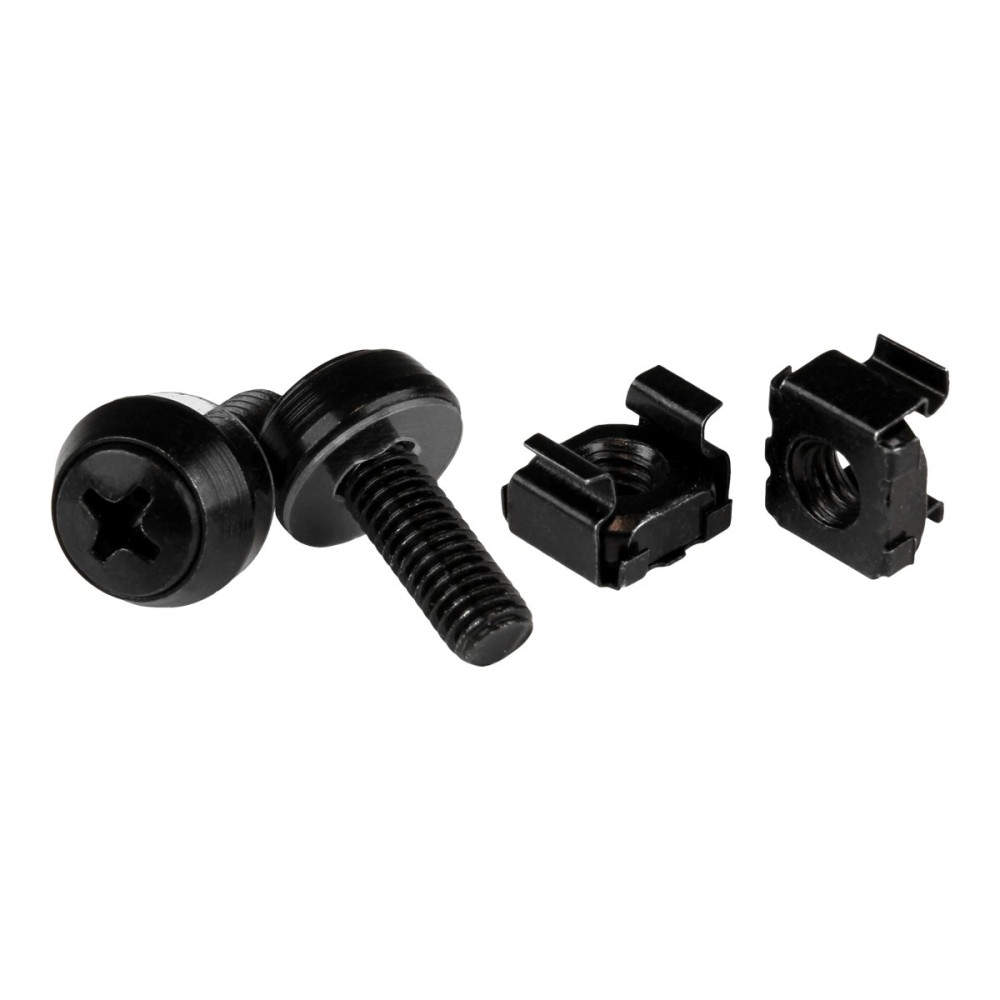 Produktbild för Startech M6x12 mm - skruvar och korgmuttrar - 50-pack, svart - skruvar och muttrar för rack