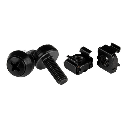 StarTech.com Startech M6x12 mm - skruvar och korgmuttrar - 50-pack, svart - skruvar och muttrar för rack