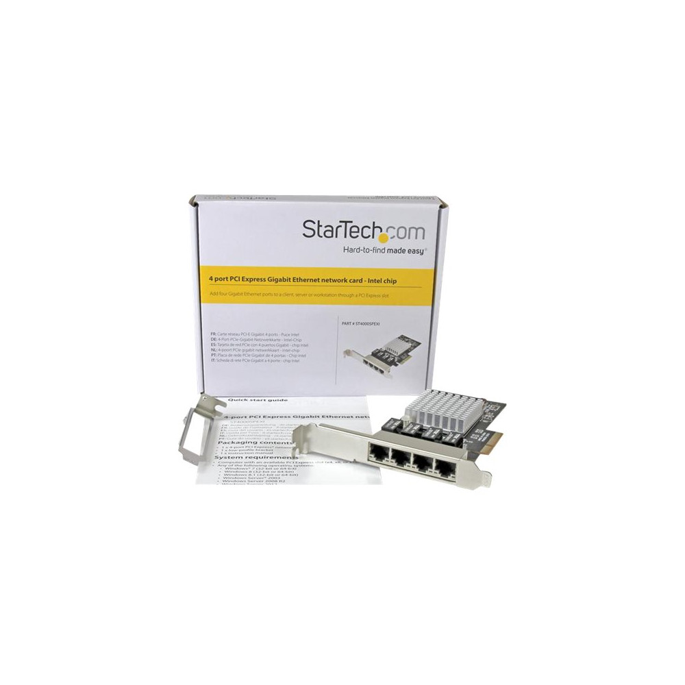 Produktbild för Startech Gigabit Ethernet Nätverkskort med 4 portar - PCI Express, Intel I350 NIC - nätverksadapter - PCIe x4