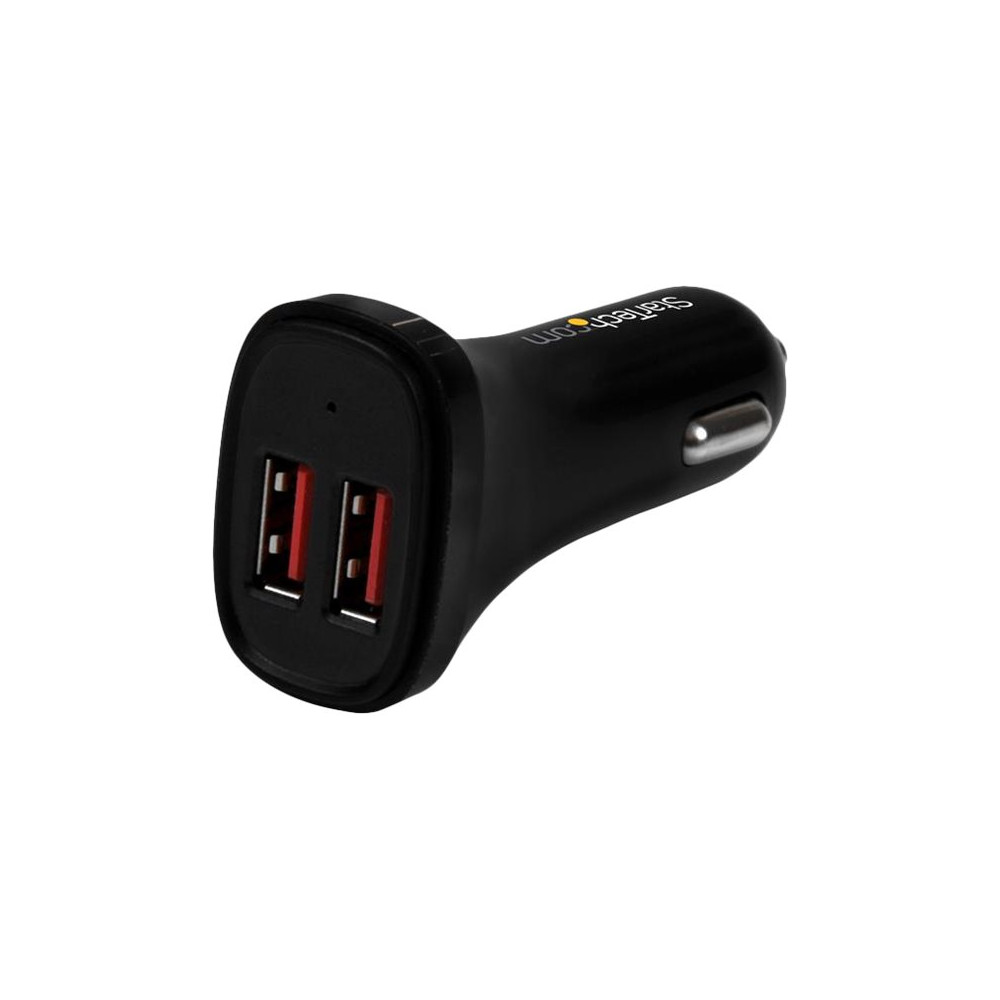Produktbild för Startech USB-billaddare med 2 portar - 24 W/4,8 A - Svart strömadapter för bil - USB - 24 watt