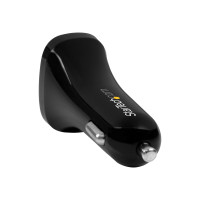 Produktbild för Startech USB-billaddare med 2 portar - 24 W/4,8 A - Svart strömadapter för bil - USB - 24 watt
