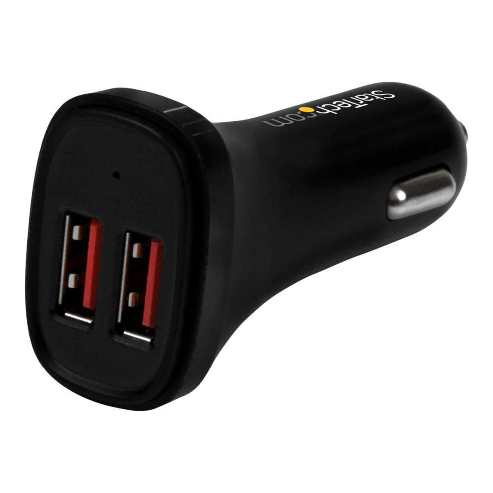 Produktbild för Startech USB-billaddare med 2 portar - 24 W/4,8 A - Svart strömadapter för bil - USB - 24 watt