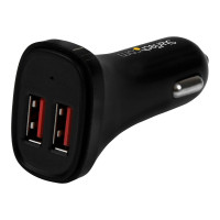 Produktbild för Startech USB-billaddare med 2 portar - 24 W/4,8 A - Svart strömadapter för bil - USB - 24 watt