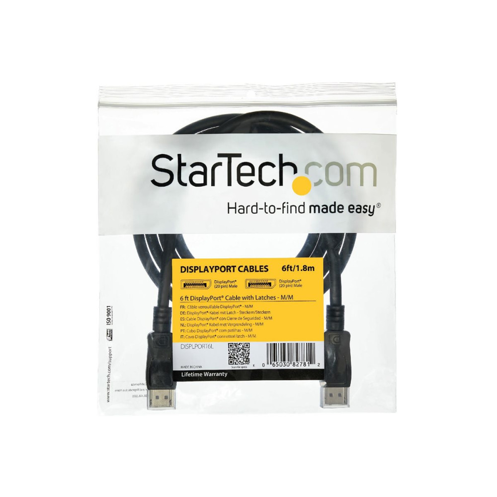 Produktbild för StarTech.com 5 m lång DisplayPort 1.2-kabel med lås M/M - DisplayPort 4k - DisplayPort-kabel - 5 m