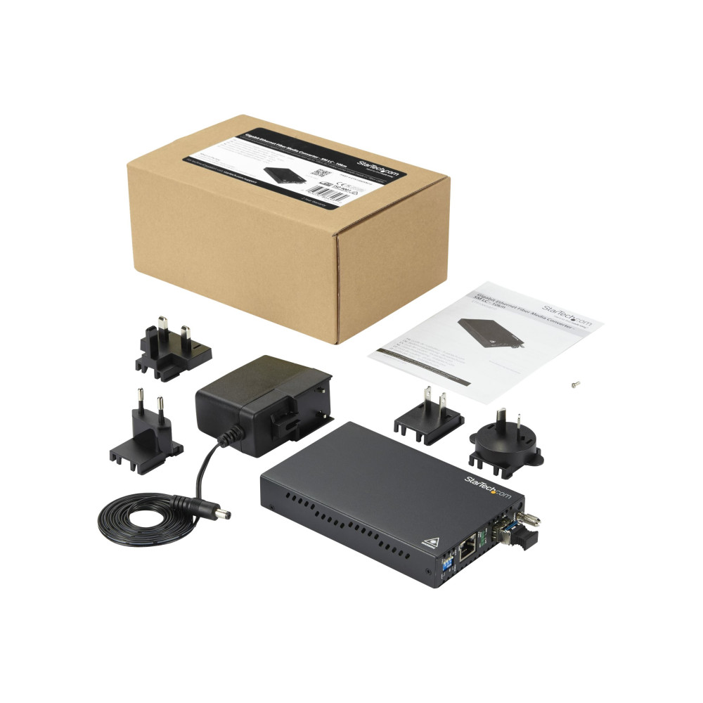 Produktbild för Startech Gigabit Ethernet koppar-till-fibermediaomvandlare - SM LC - 10 km - fibermediekonverterare - 10Mb LAN, 100Mb LAN, 1GbE