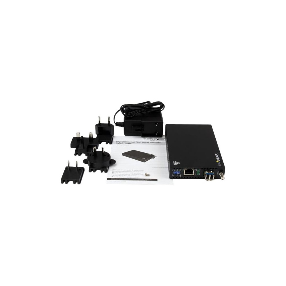 Produktbild för Startech Gigabit Ethernet koppar-till-fibermediaomvandlare - SM LC - 10 km - fibermediekonverterare - 10Mb LAN, 100Mb LAN, 1GbE