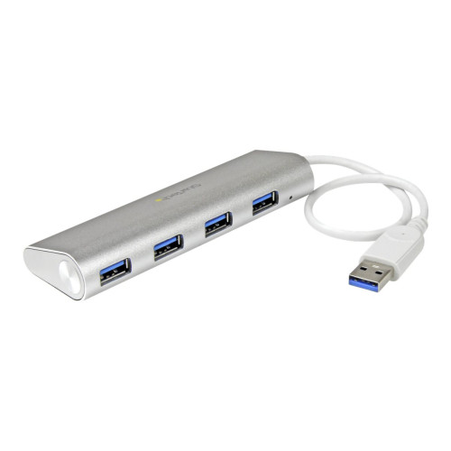 StarTech.com Startech Bärbar USB 3.0-hubb med 4 portar och inbyggd kabel - hubb - 4 portar