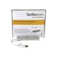 Produktbild för Startech Bärbar USB 3.0-hubb med 4 portar och inbyggd kabel - hubb - 4 portar