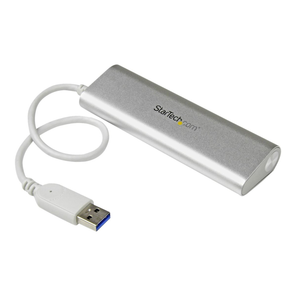 Produktbild för Startech Bärbar USB 3.0-hubb med 4 portar och inbyggd kabel - hubb - 4 portar
