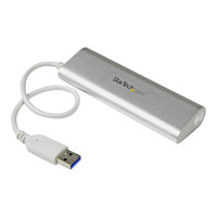 Produktbild för Startech Bärbar USB 3.0-hubb med 4 portar och inbyggd kabel - hubb - 4 portar