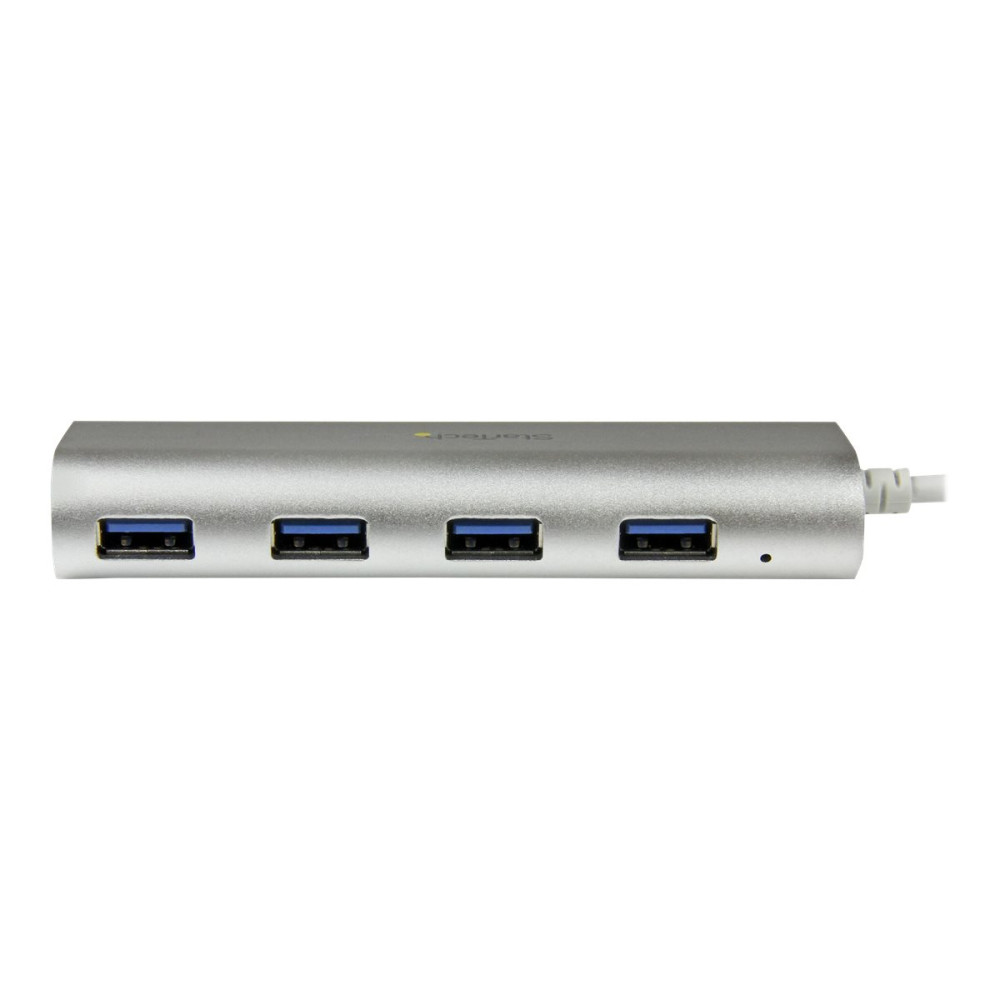 Produktbild för Startech Bärbar USB 3.0-hubb med 4 portar och inbyggd kabel - hubb - 4 portar