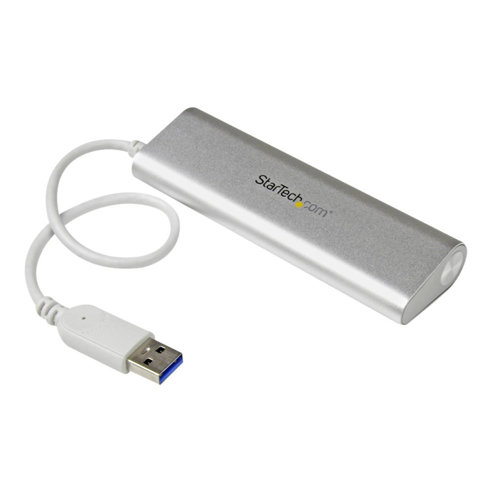 Produktbild för Startech Bärbar USB 3.0-hubb med 4 portar och inbyggd kabel - hubb - 4 portar