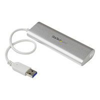 Produktbild för Startech Bärbar USB 3.0-hubb med 4 portar och inbyggd kabel - hubb - 4 portar