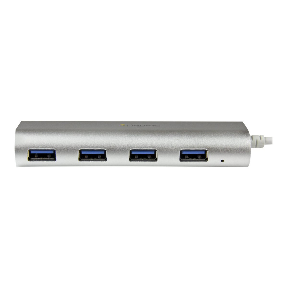 Produktbild för Startech Bärbar USB 3.0-hubb med 4 portar och inbyggd kabel - hubb - 4 portar
