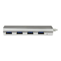 Produktbild för Startech Bärbar USB 3.0-hubb med 4 portar och inbyggd kabel - hubb - 4 portar