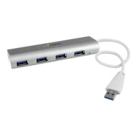 Produktbild för Startech Bärbar USB 3.0-hubb med 4 portar och inbyggd kabel - hubb - 4 portar