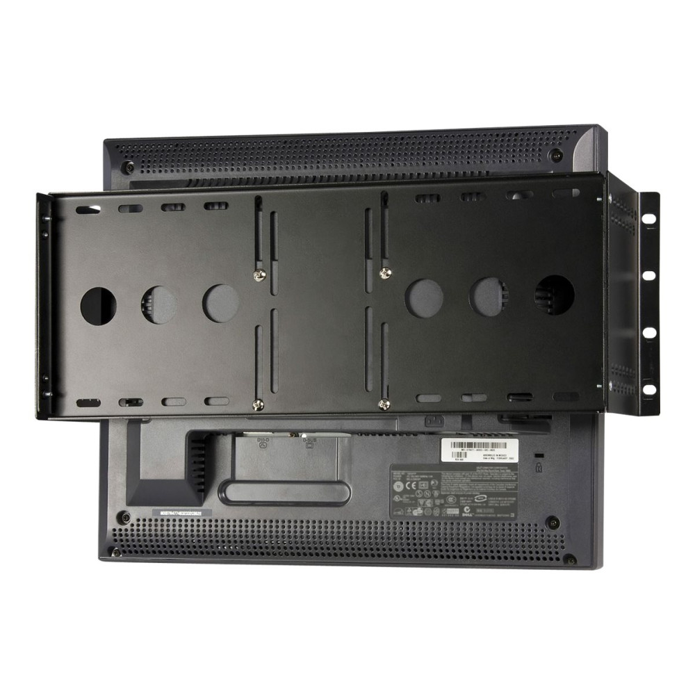 Produktbild för StarTech.com 4U Universal VESA LCD Monitor Mounting Bracket for 19-inch Rack or Cabinet - TAA Compliant - Cold-Pressed Steel Bracket (RKLCDBK) monteringssats - för LCD-display - svart