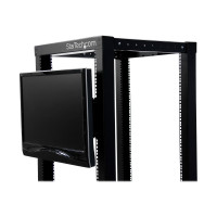 Produktbild för StarTech.com 4U Universal VESA LCD Monitor Mounting Bracket for 19-inch Rack or Cabinet - TAA Compliant - Cold-Pressed Steel Bracket (RKLCDBK) monteringssats - för LCD-display - svart