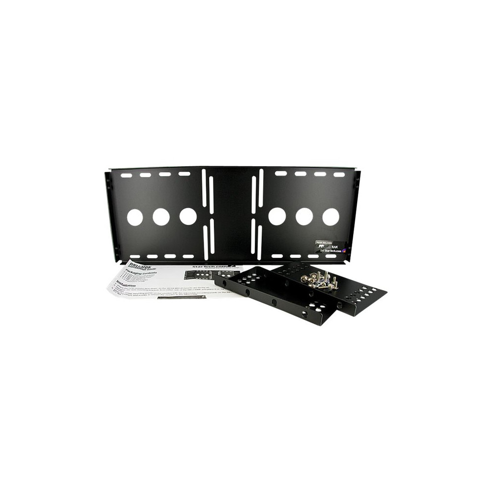 Produktbild för StarTech.com 4U Universal VESA LCD Monitor Mounting Bracket for 19-inch Rack or Cabinet - TAA Compliant - Cold-Pressed Steel Bracket (RKLCDBK) monteringssats - för LCD-display - svart