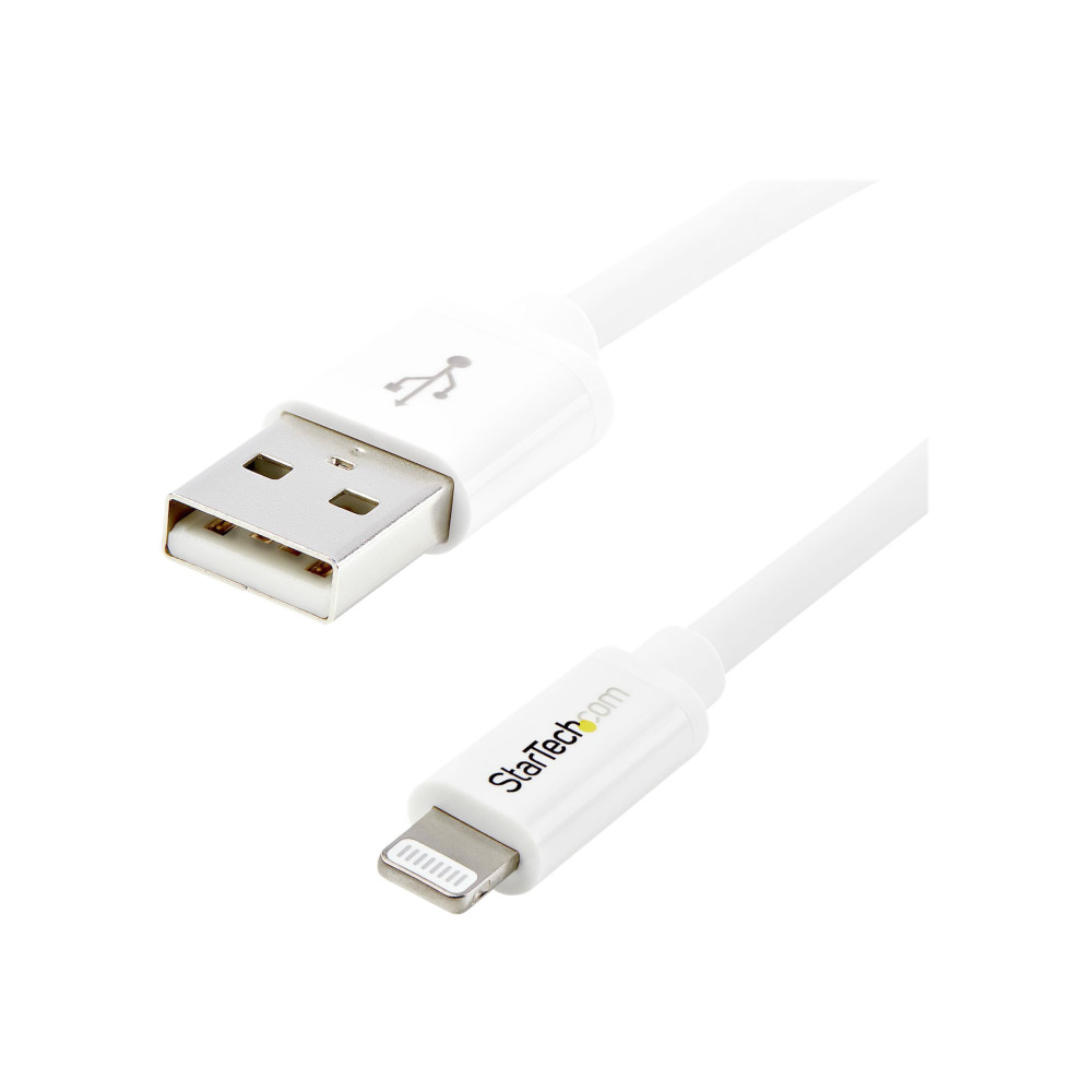Produktbild för Startech 2 m USB till Lightning-kabel - Lång iPhone/iPad/iPod-laddningskabel - Lightning till USB-kabel - Apple MFi-certifierad - Vit - Lightning-kabel - Lightning / USB - 2 m