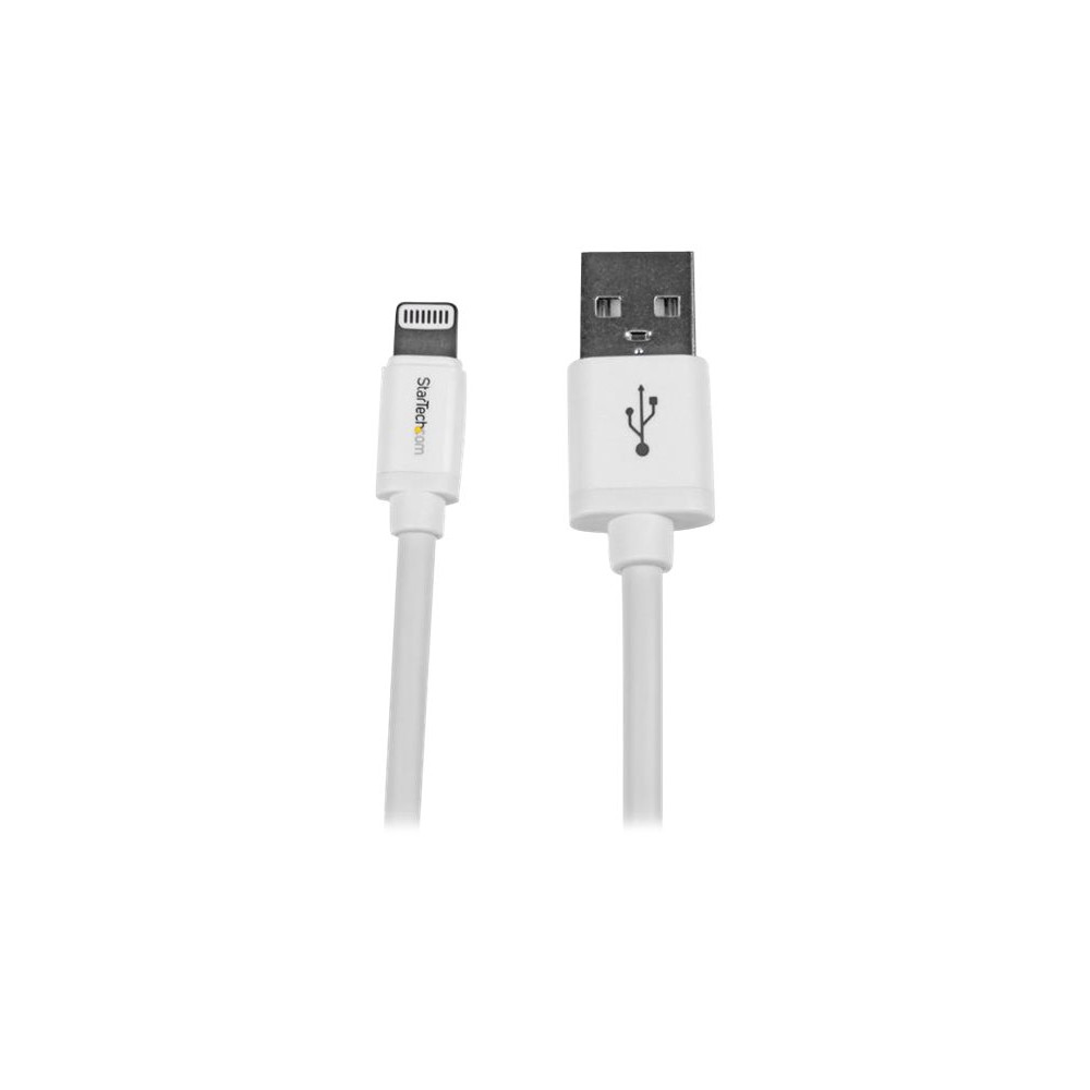 Produktbild för Startech 2 m USB till Lightning-kabel - Lång iPhone/iPad/iPod-laddningskabel - Lightning till USB-kabel - Apple MFi-certifierad - Vit - Lightning-kabel - Lightning / USB - 2 m