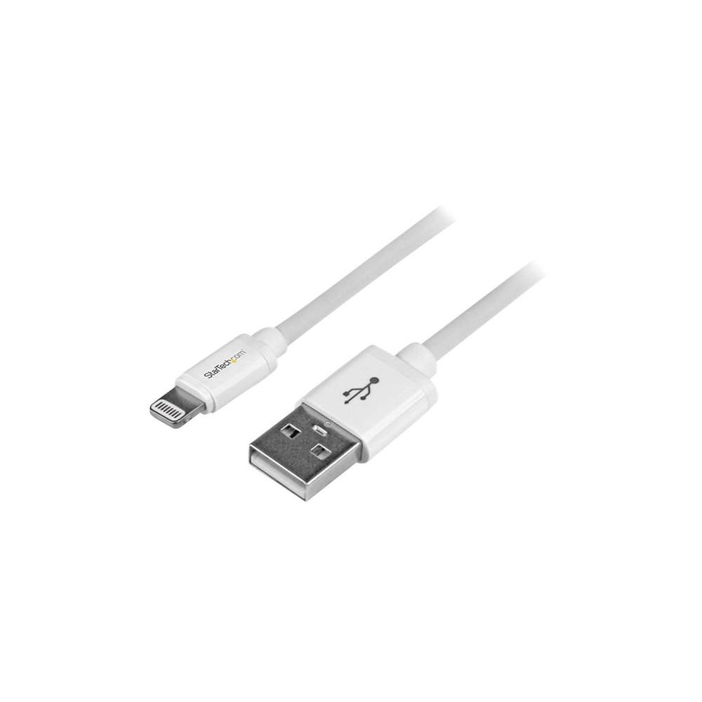Produktbild för Startech 2 m USB till Lightning-kabel - Lång iPhone/iPad/iPod-laddningskabel - Lightning till USB-kabel - Apple MFi-certifierad - Vit - Lightning-kabel - Lightning / USB - 2 m
