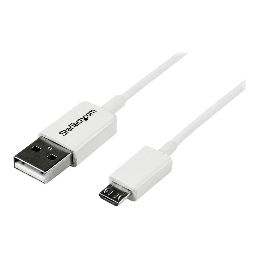 Produktbild för StarTech.com 2m White Micro USB Cable Cord - A to Micro B - Micro USB Charging Data Cable - USB 2.0 - 1x USB A Male, 1x USB Micro B Male (USBPAUB2MW) - USB-kabel - mikro-USB typ B till USB - 2 m