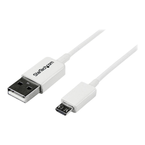 StarTech.com StarTech.com 2m White Micro USB Cable Cord - A to Micro B - Micro USB Charging Data Cable - USB 2.0 - 1x USB A Male, 1x USB Micro B Male (USBPAUB2MW) - USB-kabel - mikro-USB typ B till USB - 2 m