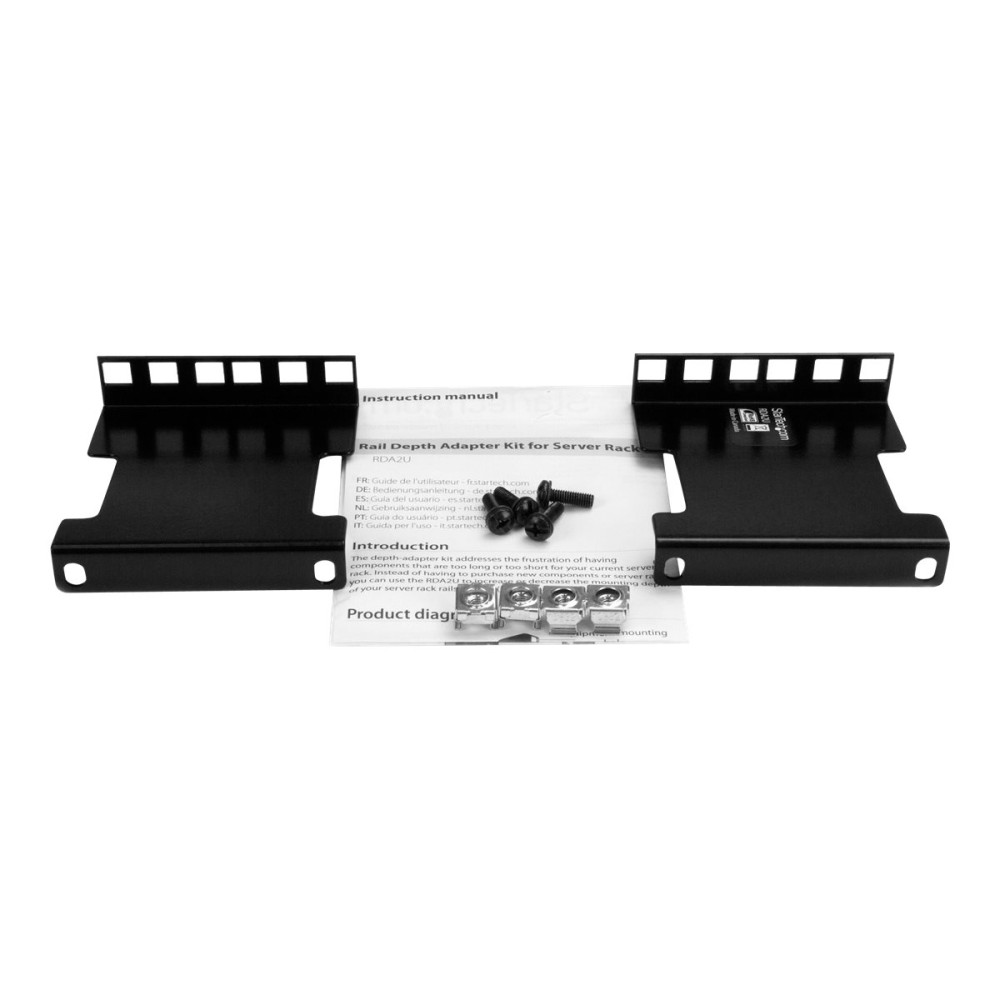 Produktbild för Startech 2U Adapterkit för djupjustering av serverrack med 10 cm justering - rackskenadapter - 2U - TAA-kompatibel