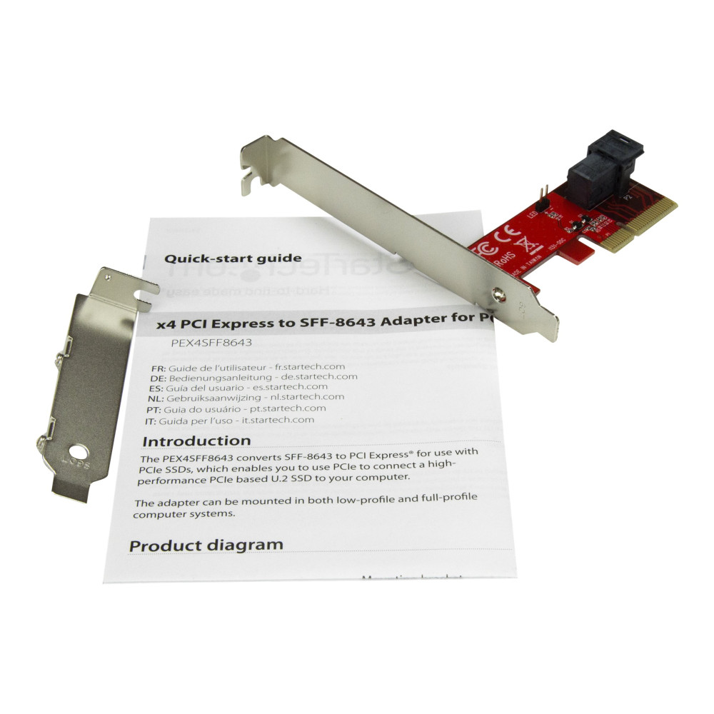 Produktbild för Startech 4-Lane PCI Express to SFF-8643 Adapter for PCIe NVMe U.2 SSD - U.2 2.5" NVMe SSD Adapter (PEX4SFF8643) - gränssnittsadapter - SAS 12Gb/s - PCIe x4