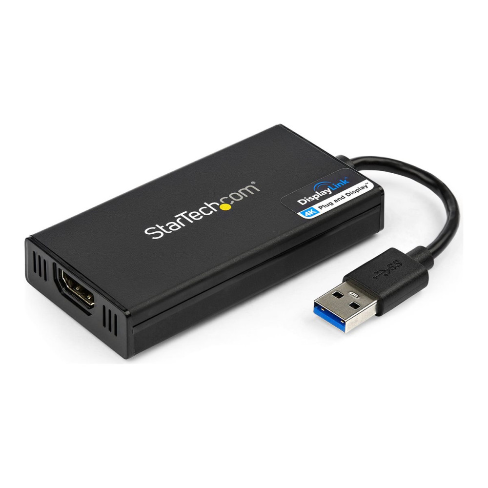 Produktbild för Startech USB 3.0 till HDMI-adapter - 4K 30Hz Ultra HD - DisplayLink-certifierad - USB Type-A till HDMI-skärmadapteromvandlare för bildskärm - Externt video- och grafikkort - Mac och Windows - adapterkabel - HDMI / USB - TAA-kompatibel - 20 cm