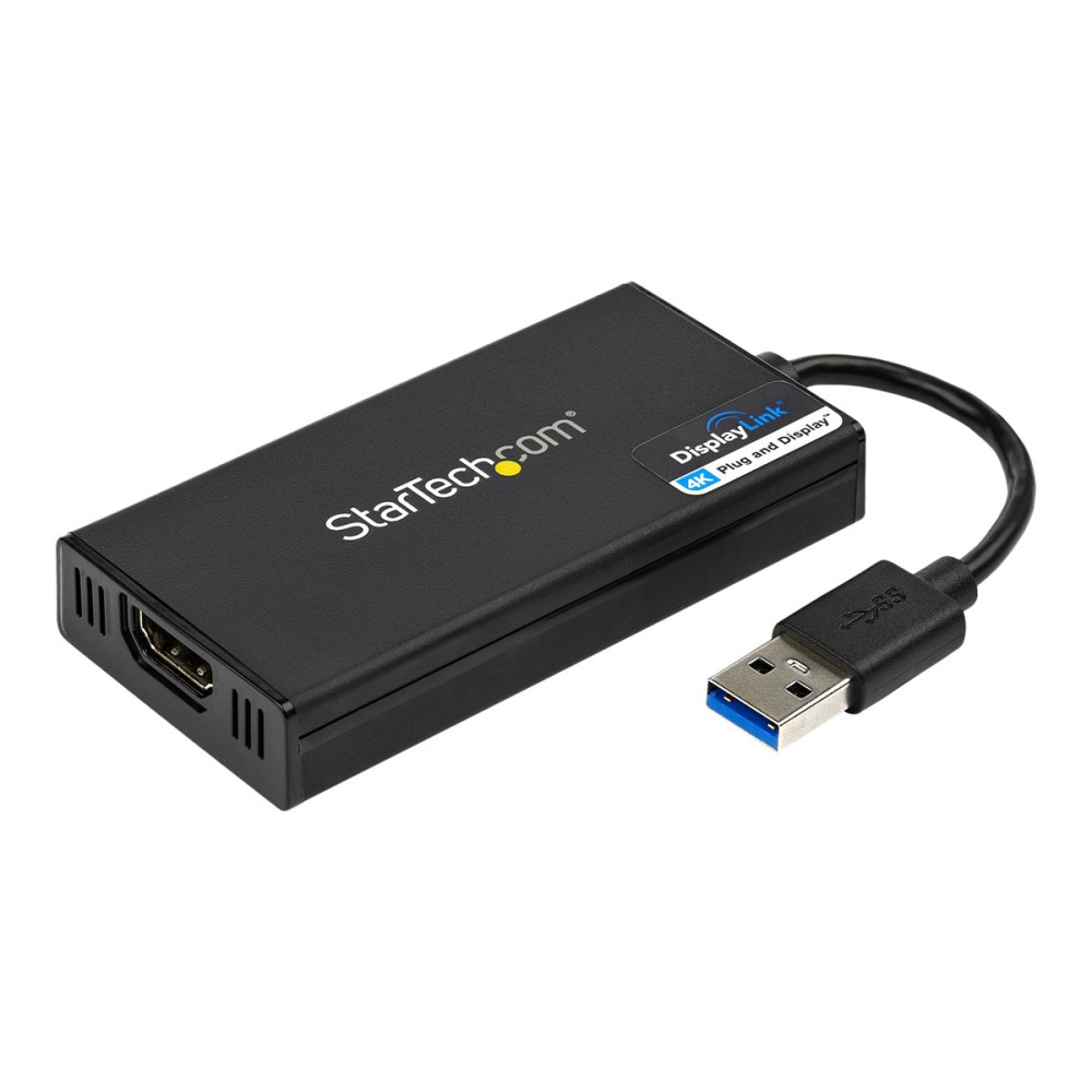 Produktbild för Startech USB 3.0 till HDMI-adapter - 4K 30Hz Ultra HD - DisplayLink-certifierad - USB Type-A till HDMI-skärmadapteromvandlare för bildskärm - Externt video- och grafikkort - Mac och Windows - adapterkabel - HDMI / USB - TAA-kompatibel - 20 cm