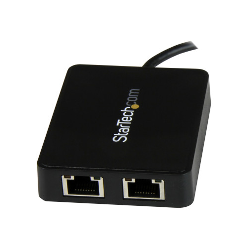 StarTech.com Startech USB-C till dubbel Gigabit Ethernet-adapter med USB-port (Type-A) - nätverksadapter - USB-C - Gigabit Ethernet x 2 + USB 3.0