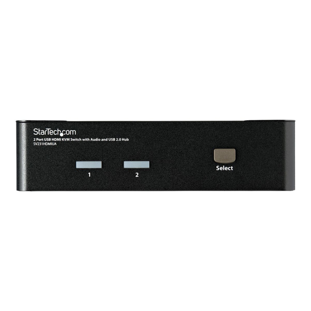Produktbild för StarTech.com 2 Port USB HDMI KVM Switch with Audio and USB 2.0 Hub - 1080p (1920 x 1200), Hotkey Support - Dual Port Keyboard Video Monitor Switch (SV231HDMIUA) - omkopplare för tangentbord/video/mus/ljud/USB - 2 portar