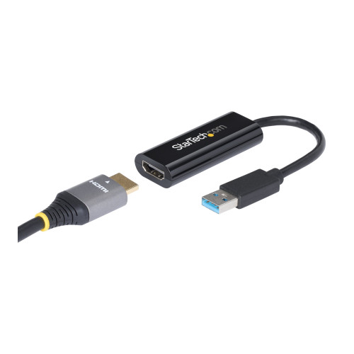 StarTech.com Startech USB 3.0 till HDMI-adapter - 1080p (1920x1200) - Tunn/kompakt USB Type-A till HDMI-skärmadapterkonverterare - Externt video- och grafikkort - Svart - Endast Windows - adapterkabel - HDMI / USB - TAA-kompatibel - 19 cm