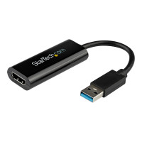 Produktbild för Startech USB 3.0 till HDMI-adapter - 1080p (1920x1200) - Tunn/kompakt USB Type-A till HDMI-skärmadapterkonverterare - Externt video- och grafikkort - Svart - Endast Windows - adapterkabel - HDMI / USB - TAA-kompatibel - 19 cm